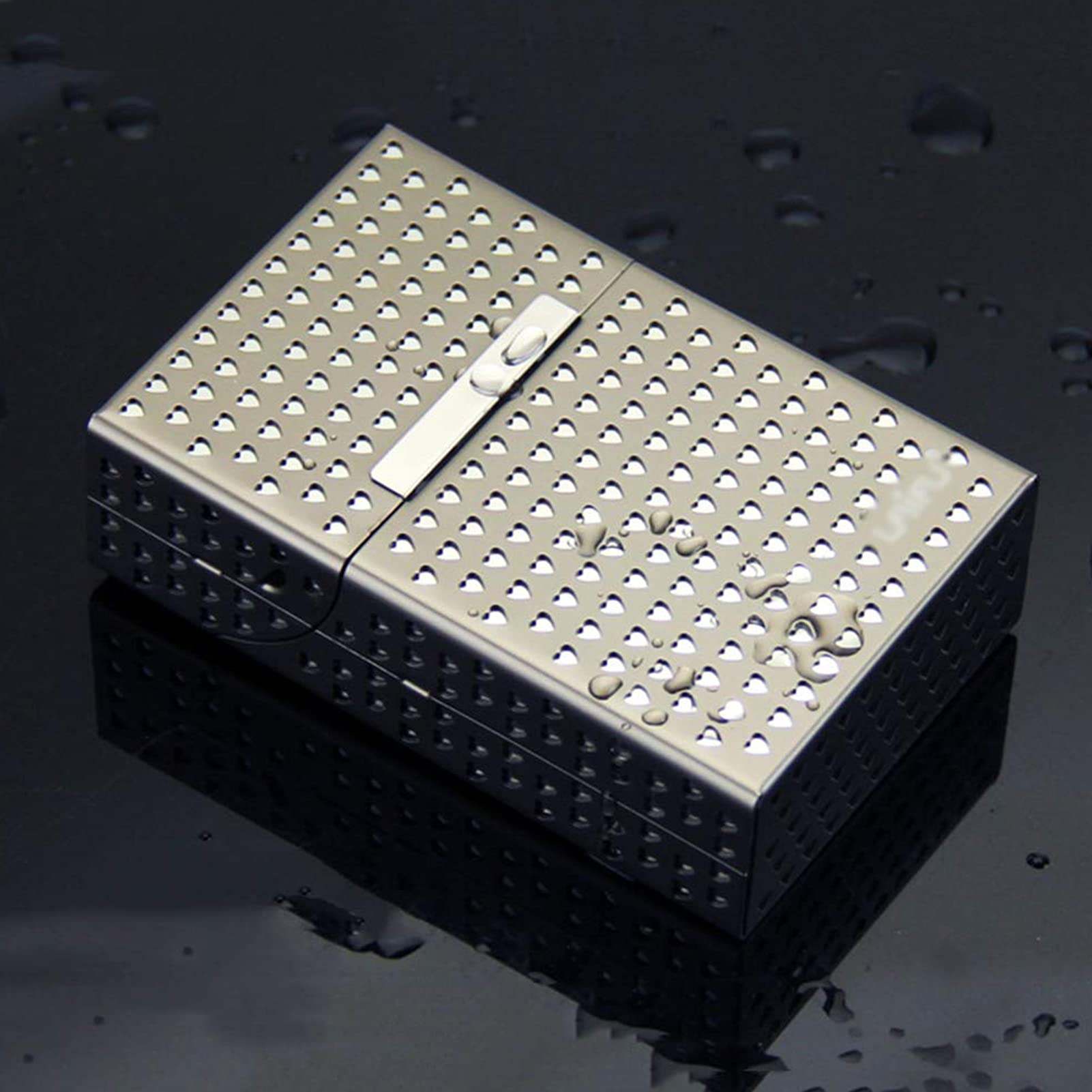 Etui na papierosy， przenośne wielofunkcyjne kreatywne etui na papierosy， metalowe etui na papierosy， męskie etui biznesowe， dwuwarstwowe grube aluminium， puste，