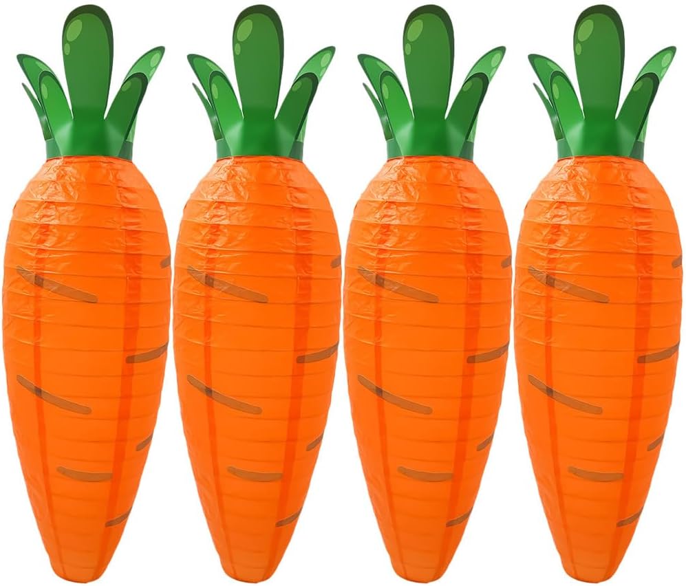 Ciieeo 8 Pcs Carrot Lantern Hanging Paper Cartoon Lantern Honeycomb Lights Ceiling Decor Decorative Carrot Adorable Lantern Nursery Cartoon Carrot Spring Decor Cute Child Metal Fruit, 48.5x20cmx2pcs