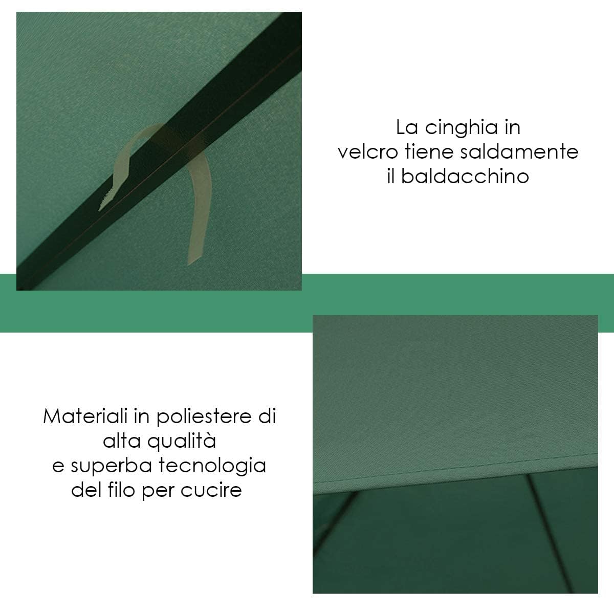 GYMAX Gazebo da Esterno Impermeabile Tendone da Giardino per Campeggio, Copertura a Doppio Strato 300x300cm (Verde)