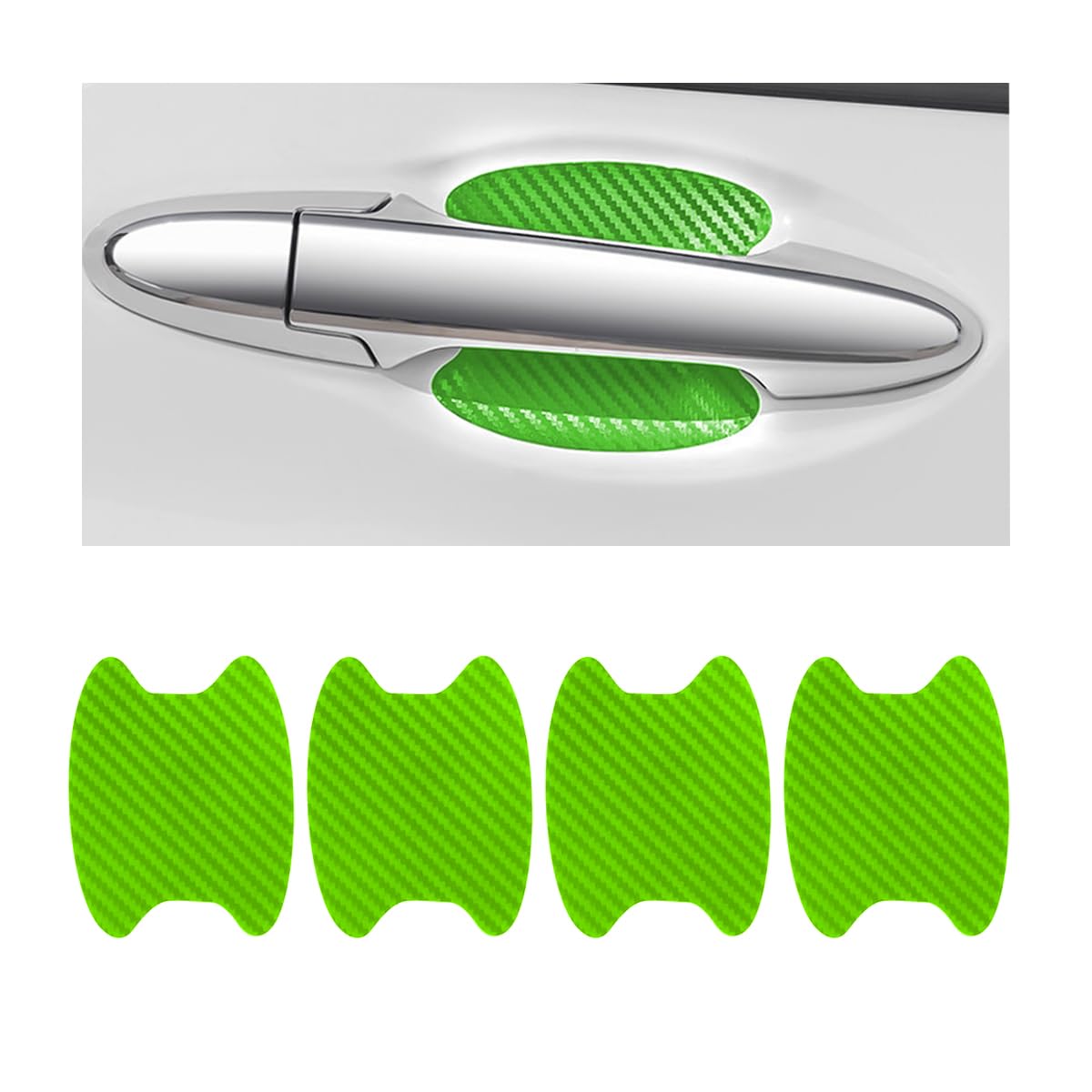 4 Adesivi Protettivi In Fibra Di Carbonio Per Maniglie Auto - Anti-Graffio Universali Nero - Foto 3