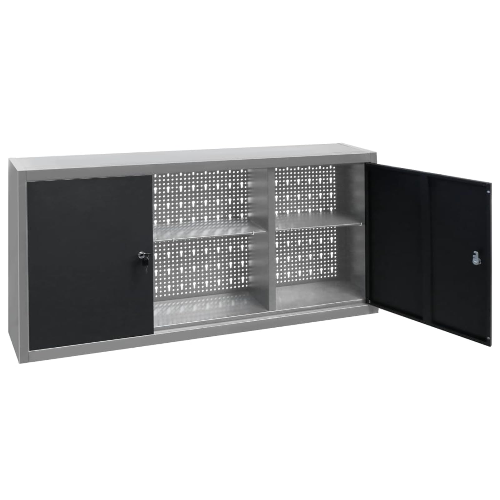 Armario de Herramientas de Pared Industrial Metal Gris y Negro Rangement Atelier