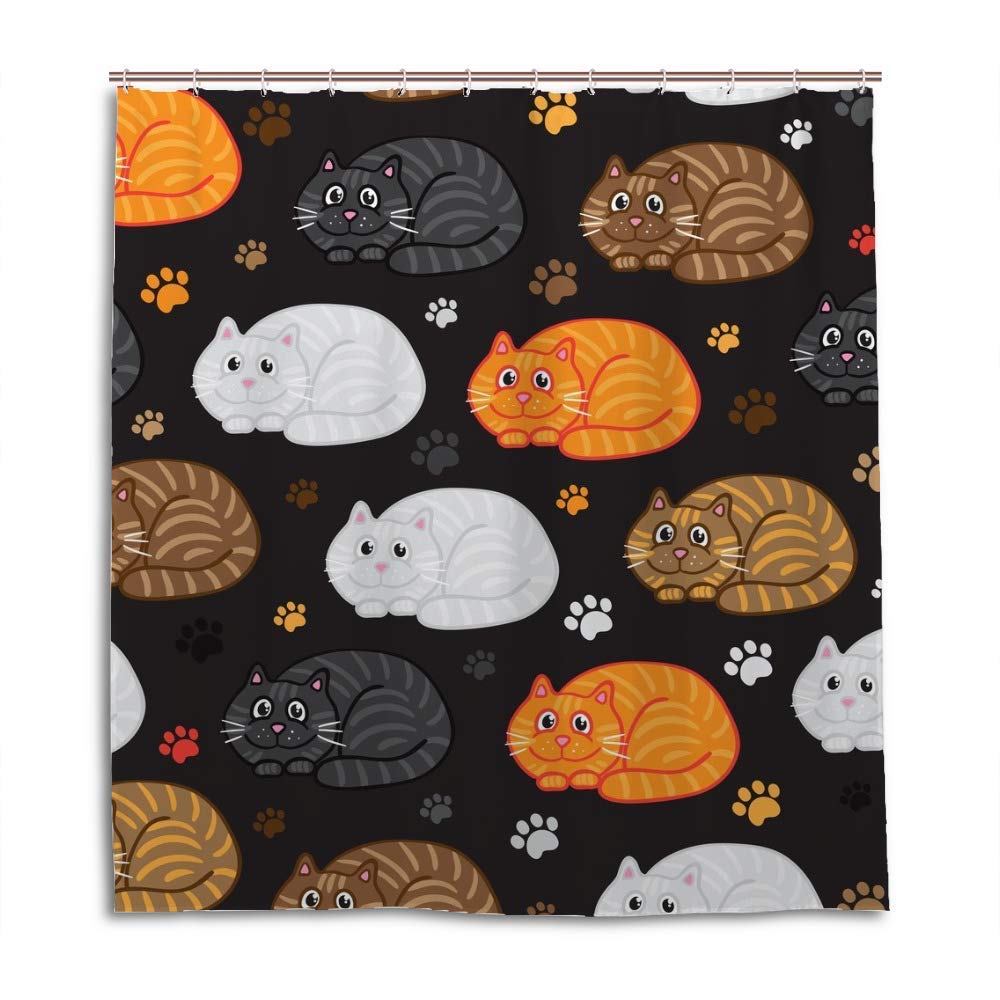 Rideau de douche chat mignon doodle pour une salle de bain moderne et joyeuse au quotidien