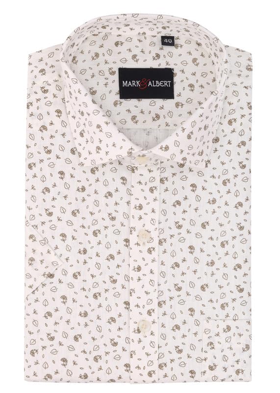 Image of Mark & Albert Men's Half Sleeve Cotton Linen Shirt Blue