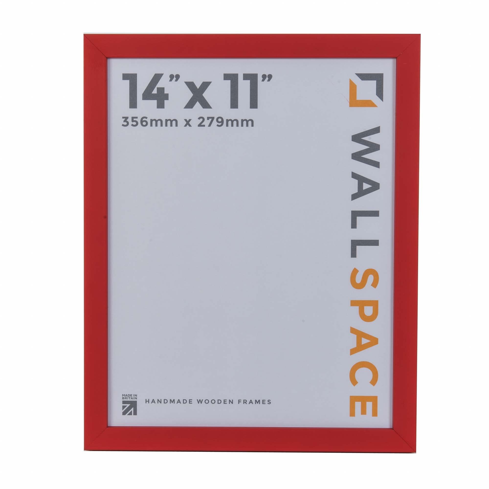 Wall Space 14x11 Red Picture Frame | Red 11x14 Photo Frame | 14 x 11 inch | 356x279mm | 35.6x27.9cm | Solid Wood Wooden with Real Glass | Handmade in UK