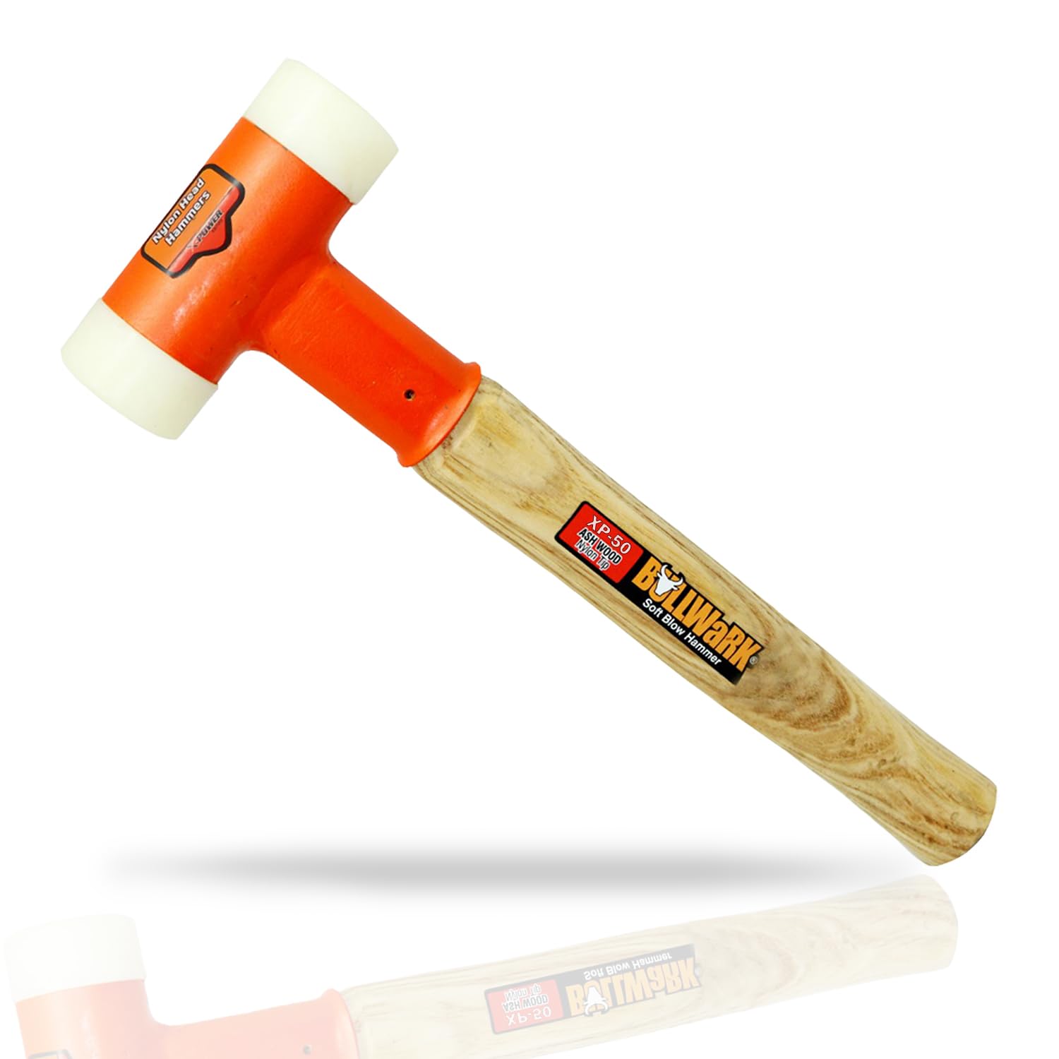 Bullwark Nylon Hammer - Precision Blow 50mm (2") Replaceable Tips, 660g, Light Weight, Hollow Head Ash Wood Handle