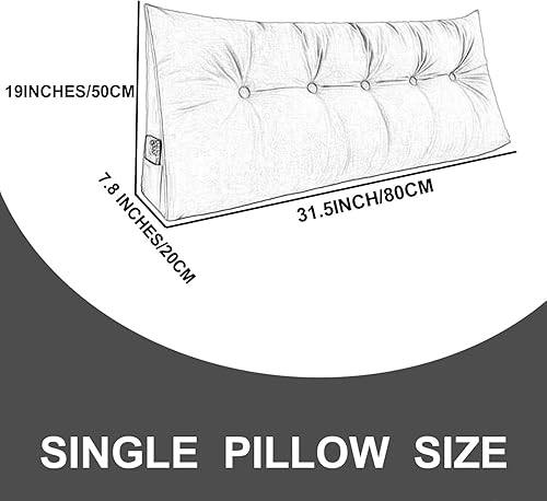 Miniatura 7 de Almohada triangular para cabecero, respaldo grande, cojín de soporte de cuña, almohada lumbar para cama de día, litera, dormitorio con funda