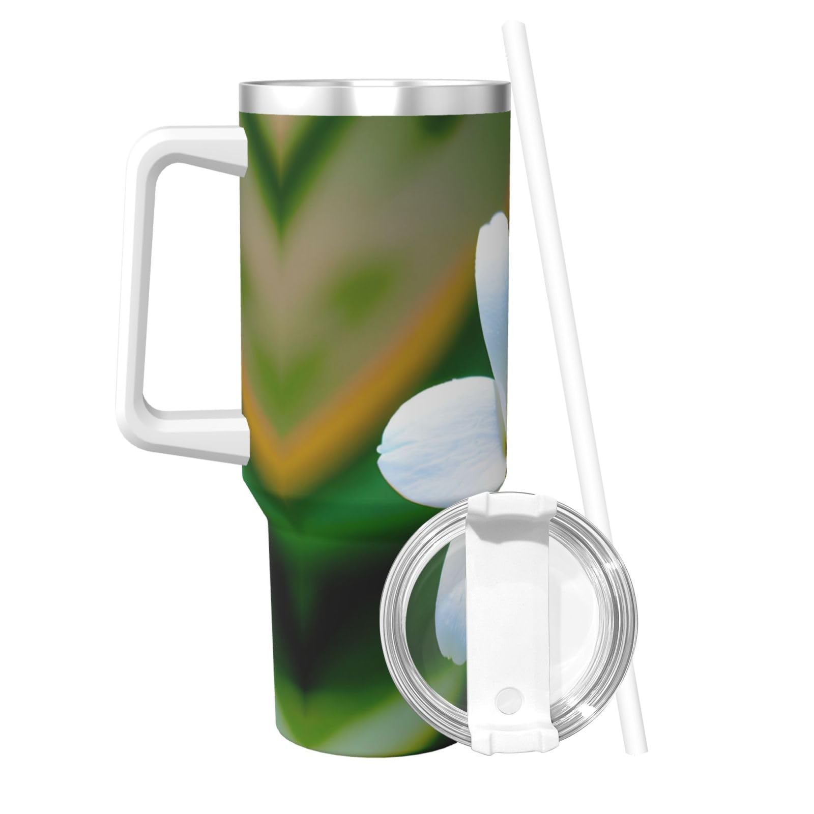 Hawaii Flower 1 Wasserflasche aus Edelstahl, doppelwandig, isoliert, mit Griff und Strohhalm-Deckel, 1,2 l
