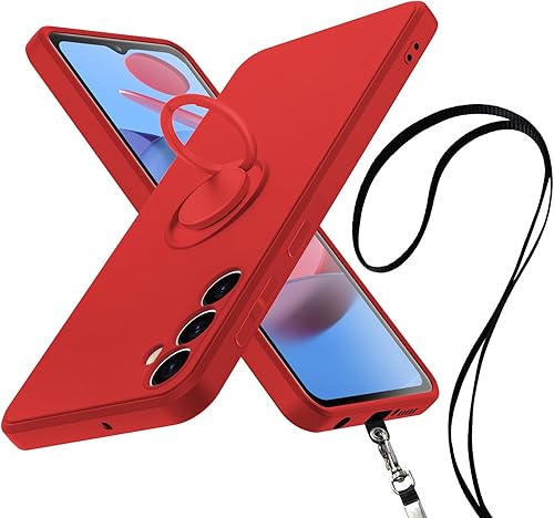 DNTMZIN Funda diseñada para Samsung Galaxy S23, silicona con anillo de 360 con soporte de soporte, cordón de microfibra de seda suave, cubierta