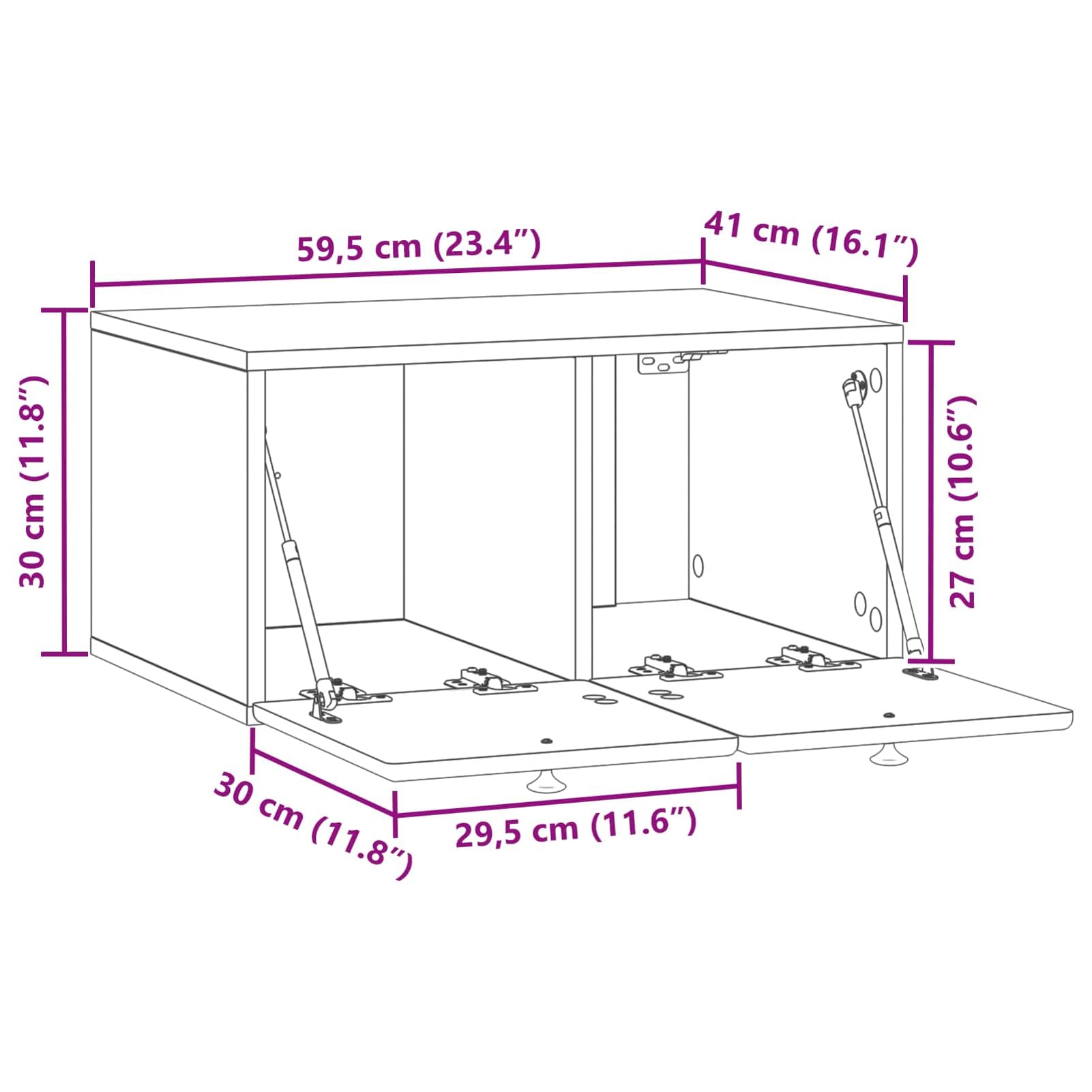 Gecheer Wandmontierter TV-Schrank 59,5 x 41 x 30 cm Weiß Holzwerkstoff, Fernsehschrank Fernsehtisch TV-Lowboard für Wohnzimmer Home-Cinema Gamerzimmer899185