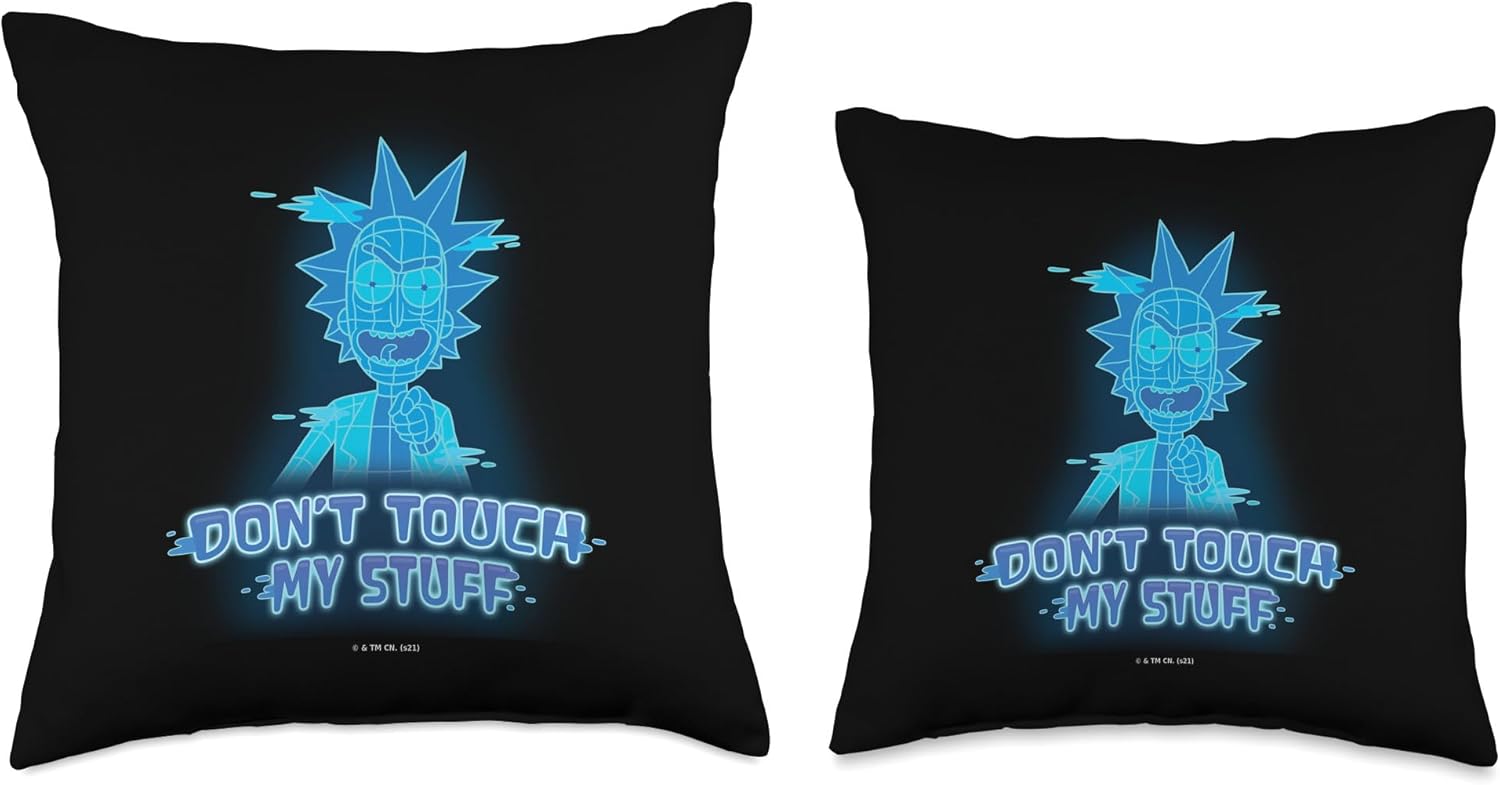 Rick and Morty Rick says Don't Touch My Stuff Throw Pillow