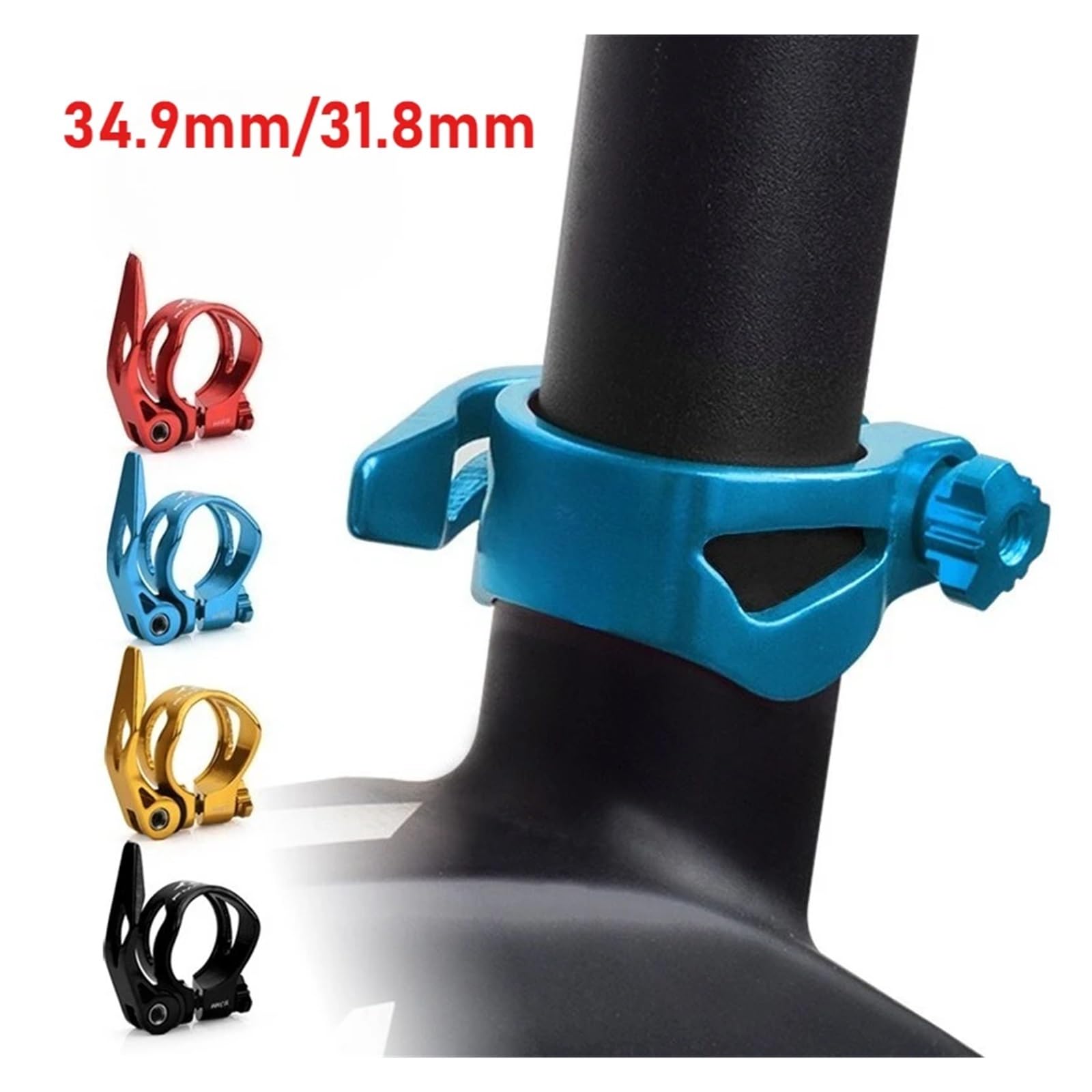 Anillo de abrazadera de tubo de asiento de liberación rápida de 8 piezas para bicicletas de fijación de piezas y accesorios de bicicleta (34,9 mm/31,8 mm) para la mayoría de bicicletas (34 mm, azul)