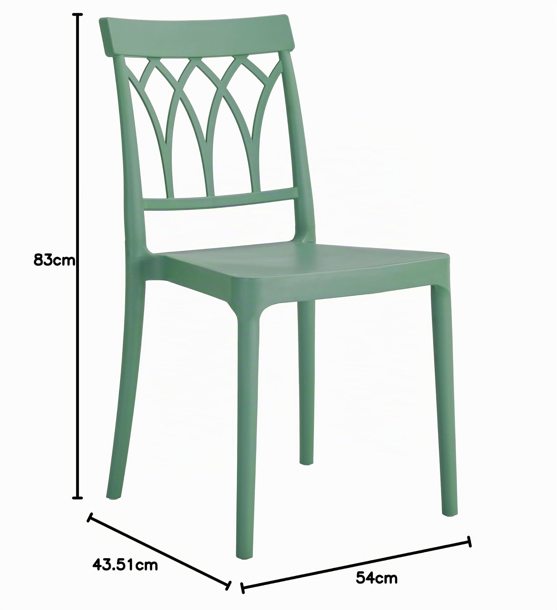 Totò Piccinni Sedia CASTLE in polipropilene in fibra di vetro design impilabile (4, Verde Salvia)