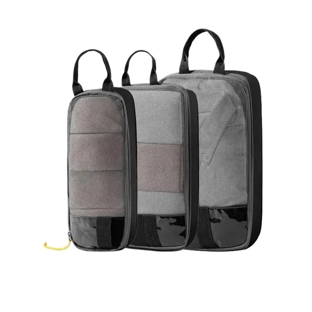 Borsa organizer da viaggio a compressione, pieghevole, impermeabile, per biancheria intima, multifunzione, antipolvere, portatile, per abbigliamento (nero, 2 set)