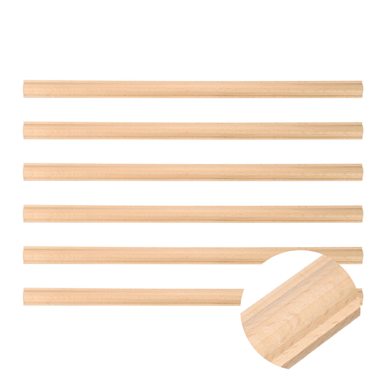 sourcing map 6Pcs 15.75" Decorative Wood Trim, Unfinished 3D Wooden Furniture Molding Trim for DIY Craft, Home Wall Cabinet Shelf Window Door (Cylinder, 20mm)