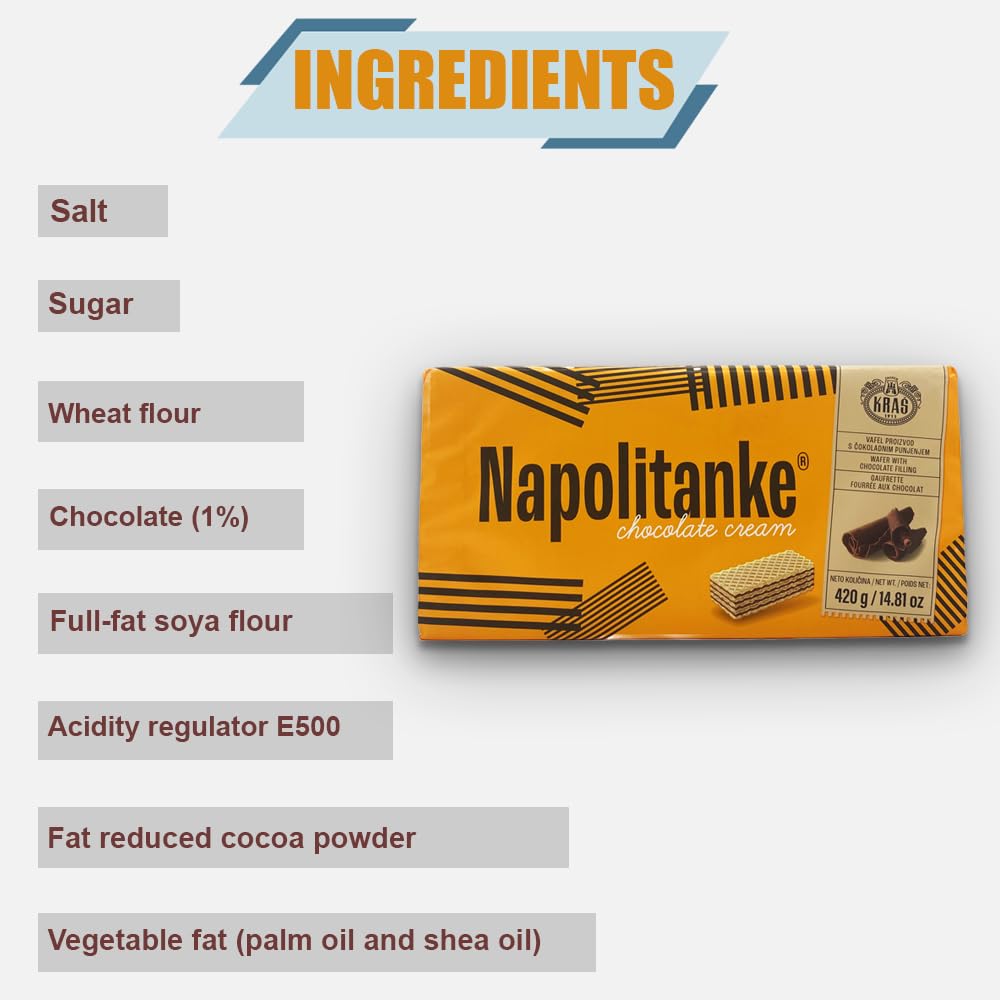 NAPOLITANKE KRAS Gaufrettes Premium - Biscuits Gaufrettes Premium avec Délicieux Remplissages de Lait, Crème au Chocolat, Noisette - Plusieurs Tailles (420 G CHOCOLATE & CREAM, 4 PCS)