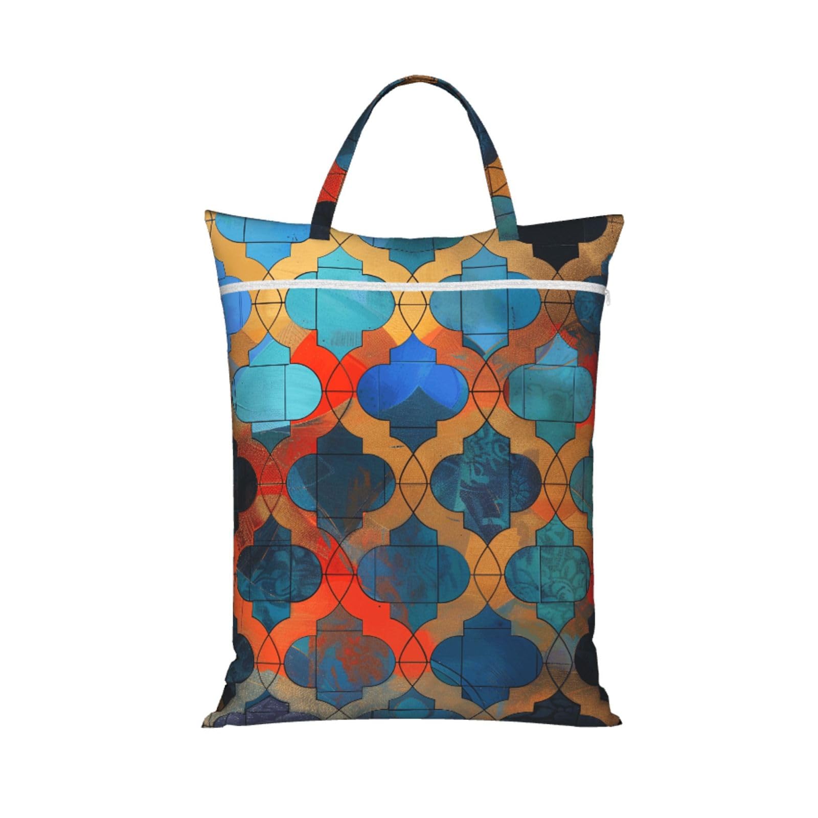 Large Travel Laundry Bags,Lattice Print with Handle Foldable Laundry Bag for Holidays Gym Swimming and Family Trips, 1Pcs