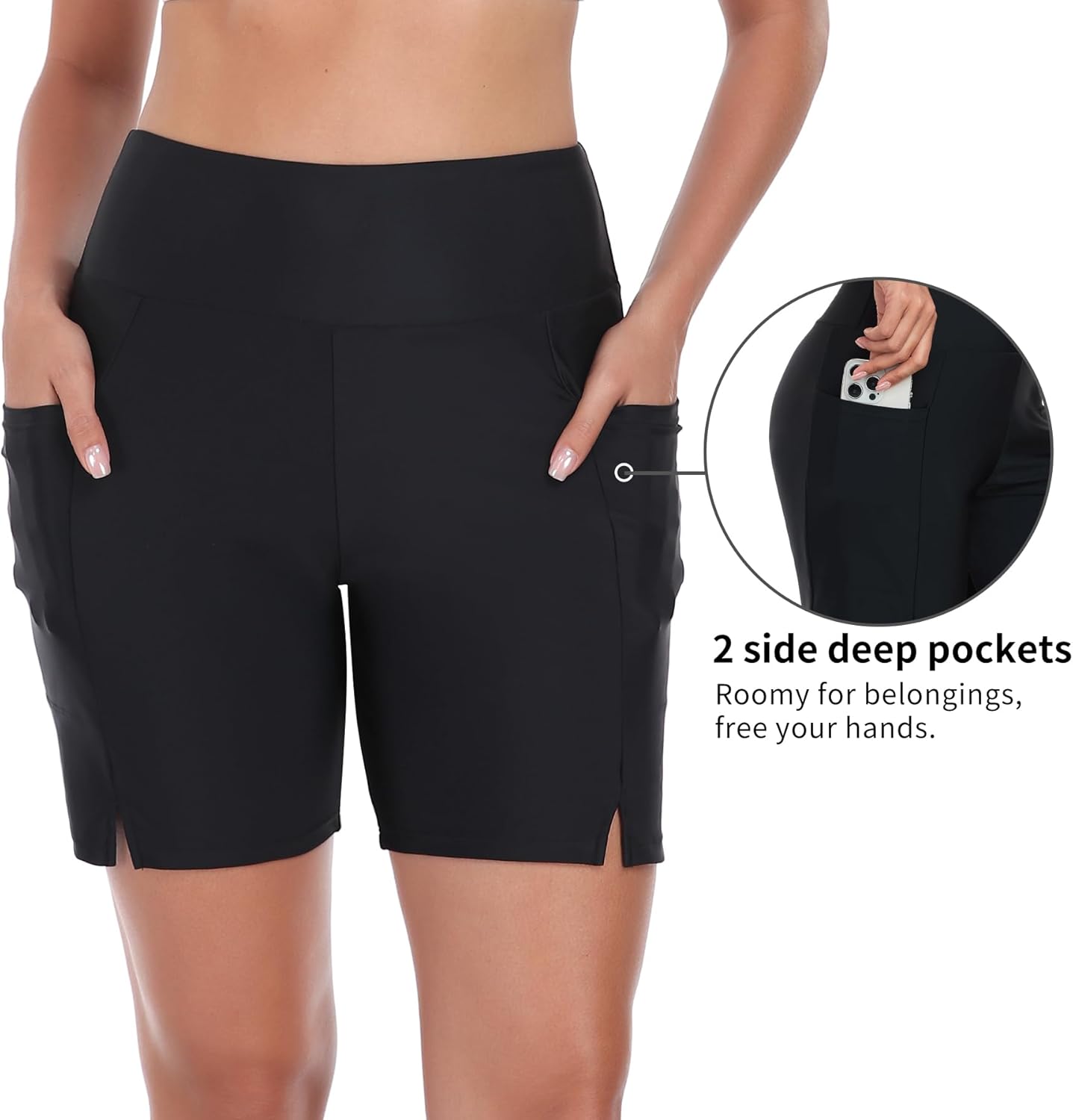 RELLECIGA Women's High Waisted Swim Board Shorts 7" Quick Dry Swimsuit Bottom with Liner - Image 6