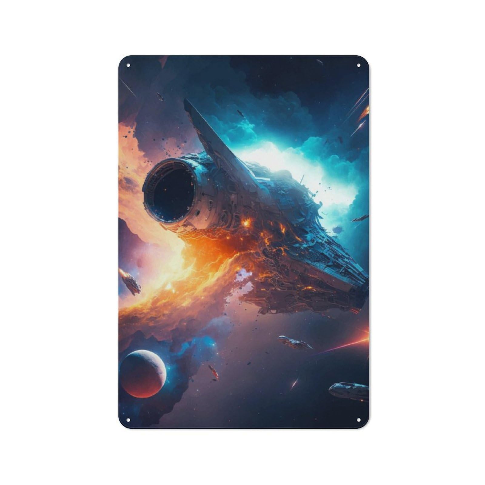 Junmoney Space Ship Retro Metal Wall Sign 30X20cm With For Garage Wall, Suited To Garage Decor Collectors