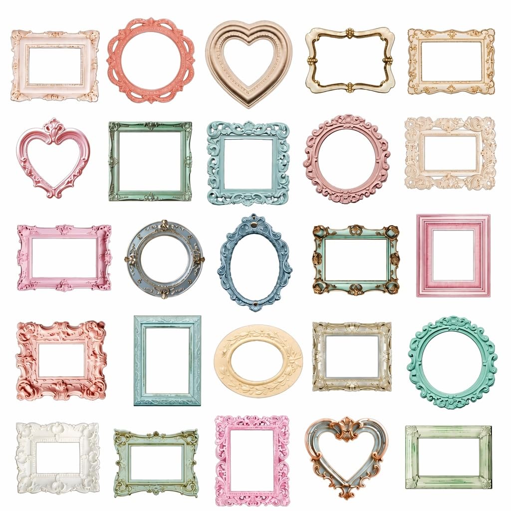 Durdiiy 50PCS Vintage Frame Decorative Stickers, Scrapbooking Supplies