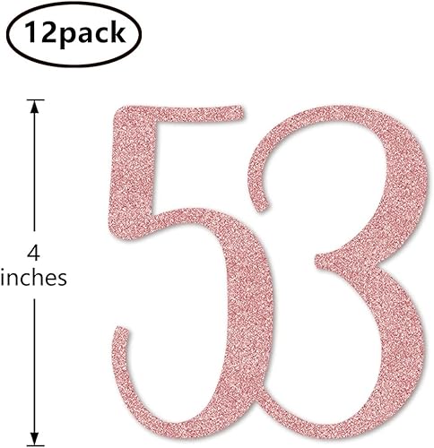 Miniatura 2 de Palitos de centro de mesa de cumpleaños con purpurina número 53, paquete de 12 decoraciones de fiesta de aniversario número 53