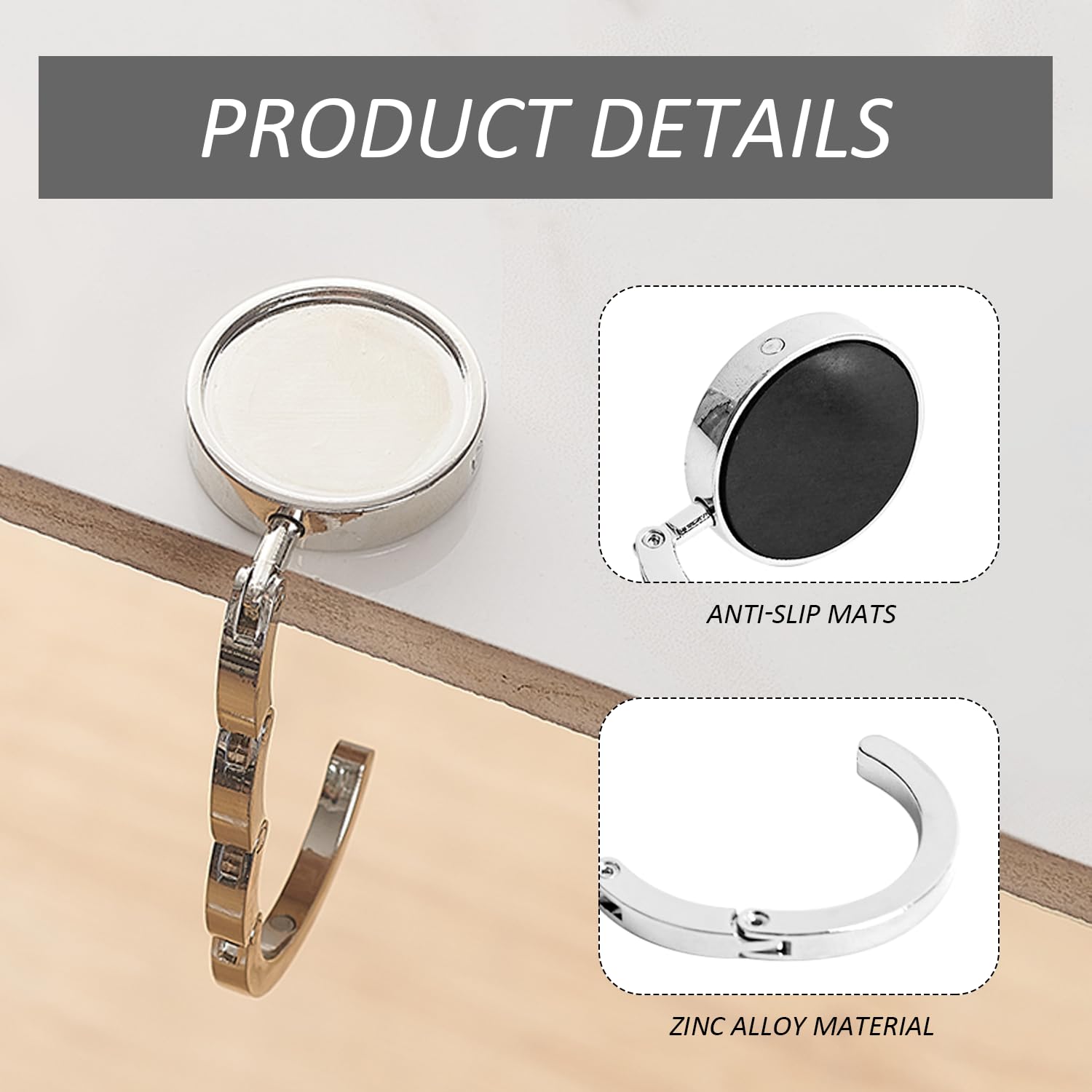 NyxSeat Taschenhaken 3er-Set - Faltbarer Handtaschenhalter Für Tisch & Bar