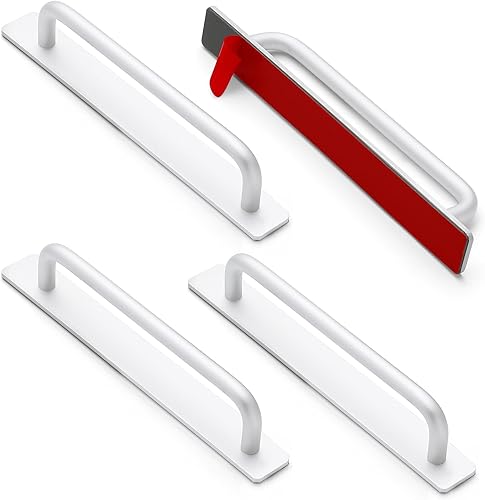 Ravinte Manijas Adhesivas para Gabinete, Tiradores de Cajón Autoadhesivos, Manijas de Puerta de Closet Sin Taladro, Tiradores de Ventana de Plata