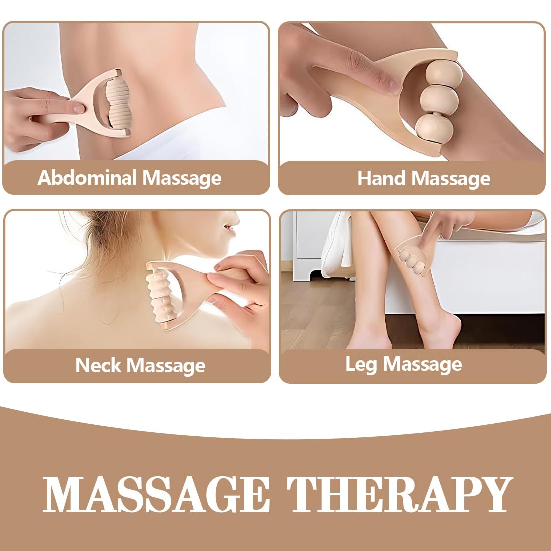 Narbenroller, 2 Stück, Holz-Massageroller für Beinmuskeln, 15 cm lang und 8 cm breit, kleine Massagekugeln für Muskelentspannung und Narbenpfleg Pezzi Rullo Massaggio