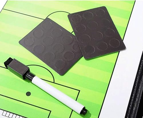 Miniatura 4 de Portapapeles de cuero plegable para fútbol y fútbol, marcador táctico magnético con cremallera y rotulador, kit de tablero de guía de estrategia de