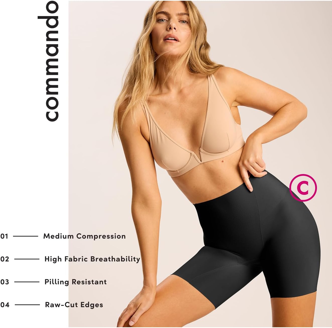 commando Zone Smoothing Short | High-Waisted Shapewear with Targeted Compression Panels | Seamless Control | Ultra-Soft