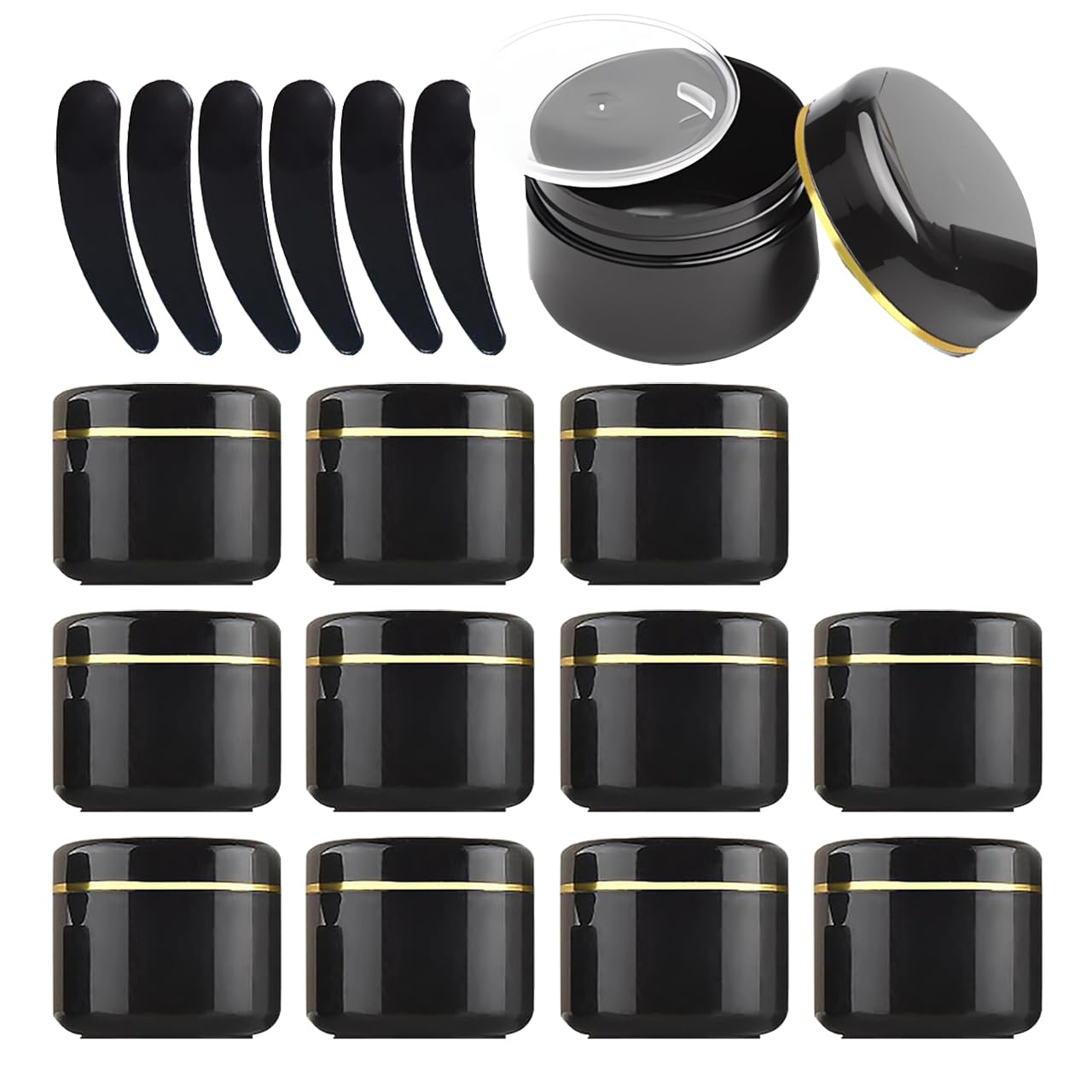 Słoiki na próbki, słoiki kosmetyczne Plastikowe Próbki Kosmetyczne Słoiki Opakowanie 24 Wielokolorowe Wiele Rozmiarów(Black/Gold,250ml)