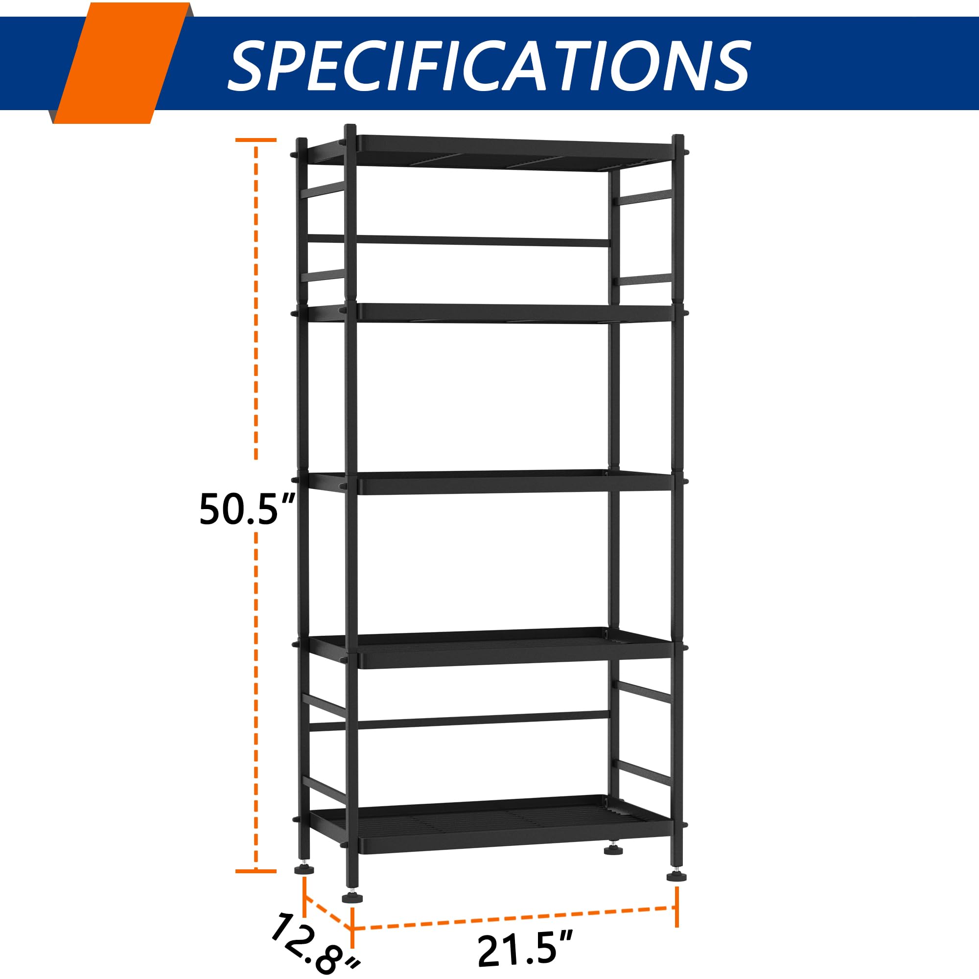 ShelF Tech System スチールラック 5段 H195W121D46 ShelF Tech System スチールラック 5段 H195W121D46 5 Tiers