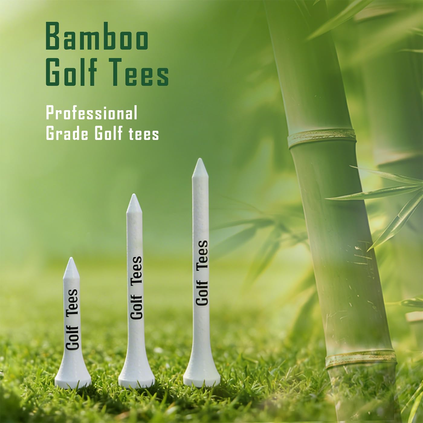 Bambus-Golf-Tees in verschiedenen Größen mit tragbarem, rundem Etui (7,6 cm, 6,3 cm, 3,8 cm), Golf-Geschenke für Männer, Golfer, ideales Golfzubehör für Männer und einzigartige Geschenke für