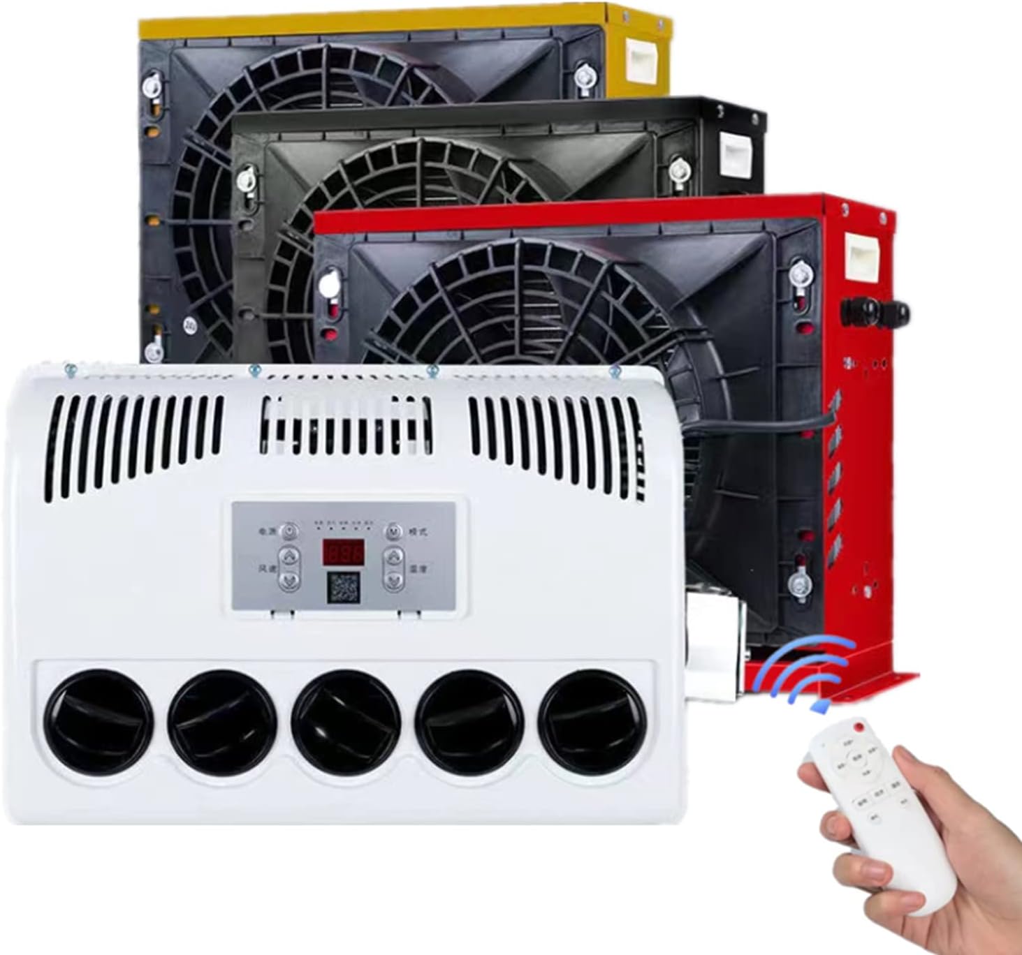12V/24 RV Air Conditioner, 12V DC Air Conditioner Unit Truck RV Bus Excavator Agricultural Vehicle Construction Vehicle Car No Fuel Consumption Air Conditioner (24V Voltage, red)