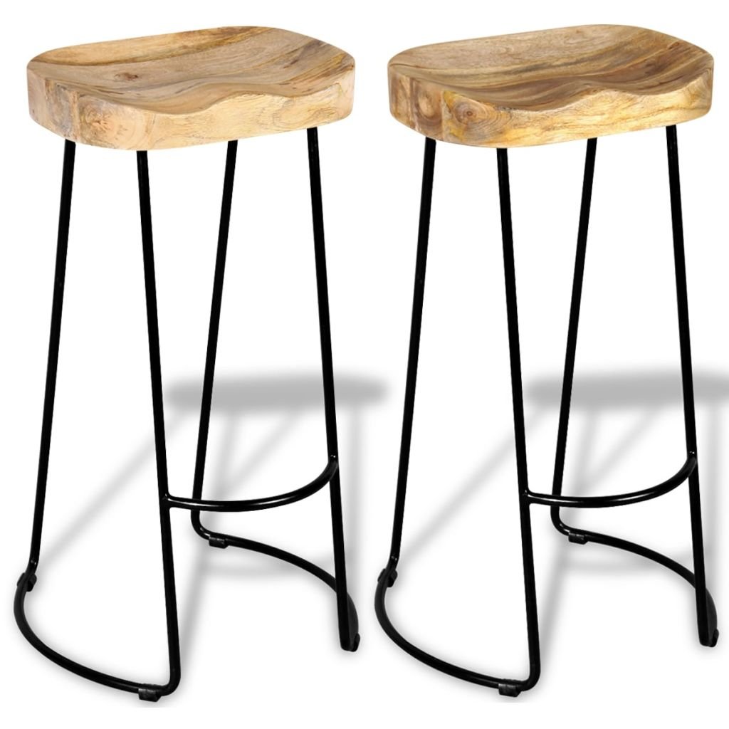 Taburetes de Cocina 2 Unidades Madera Maciza de Mango Taburetes Bajos Cocina