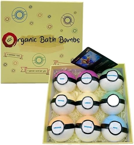Miniatura 3 de Bombas de baño para niños, paquete de 9 gases orgánicos de baño con aceites esenciales, ingredientes naturales, aromaterapia relajante, gran regalo
