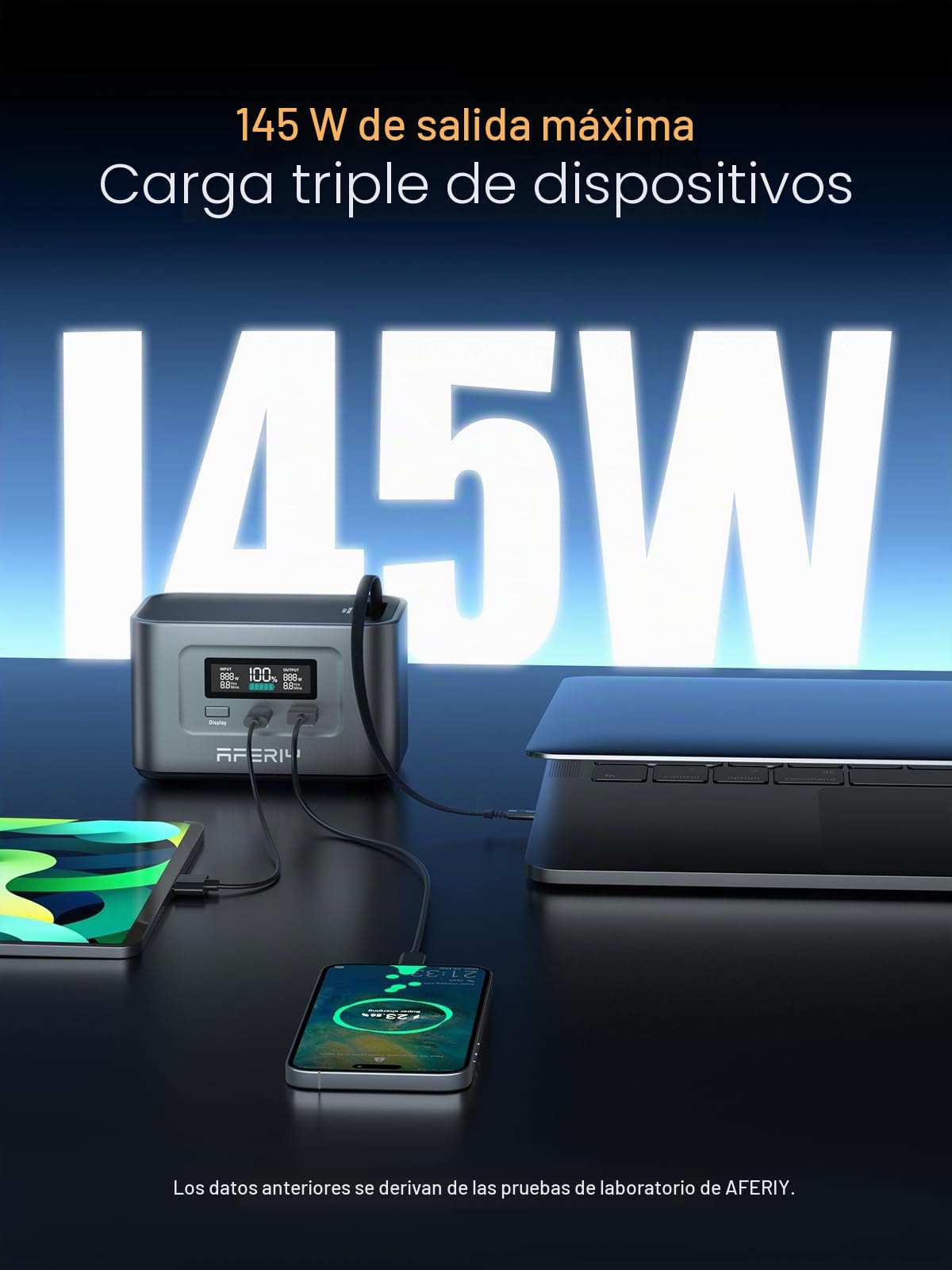AFERIY Estación de energía portátil 31000 mAh/99.2 Wh, generador solar 100 W, batería LiFePO4, USB/salida tipo C, cable de extensión integrado