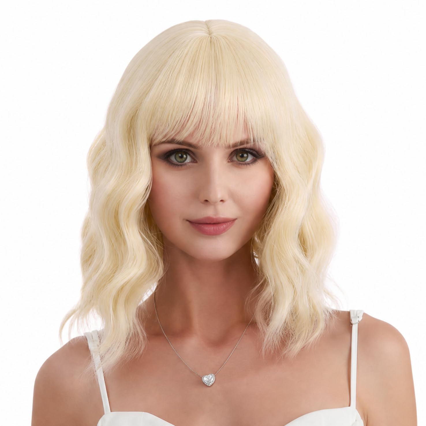 Photo 1 of eNilecor Short Bob Wig - Light Blonde Synthetic Curly