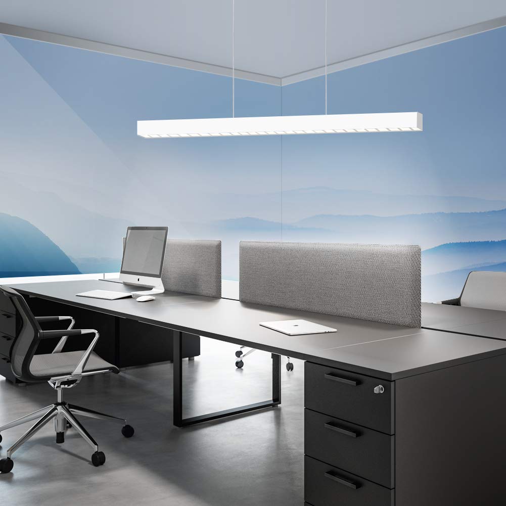 OOWOLF Lámpara de Techo LED Colgante 110cm, 40W - Diseño Lineal Moderno Luz Blanca Neutra 4000K para Salón, Comedor, Cocina u Oficina