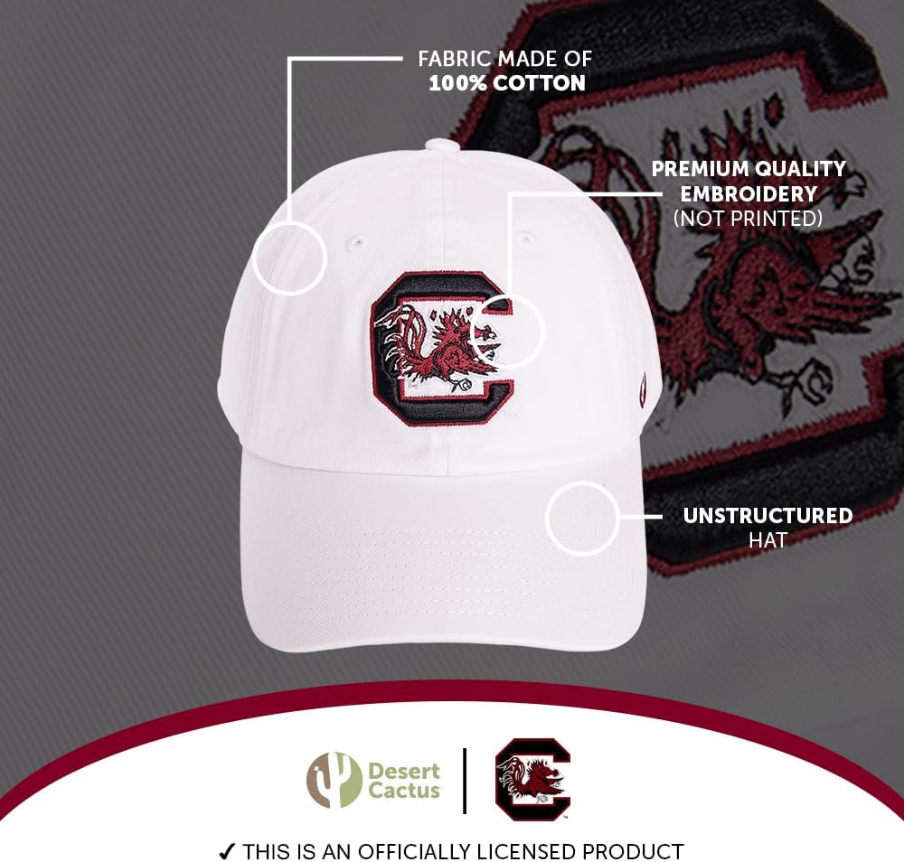 Desert Cactus University of South Carolina Baseball Hat Gamecocks USC Brimmed Embroidered Cap Adjustable Cloth Strap Adult
