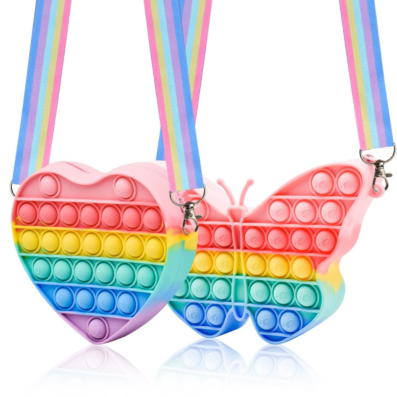 Buy HOMICO 2 Christmas Pop Shoulder Bags Fidget Toy Rainbow Butterfly