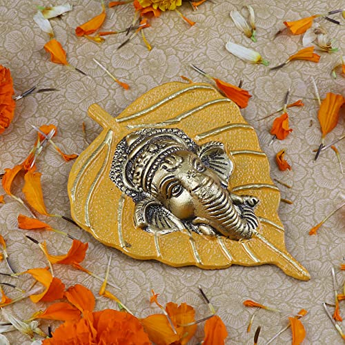Estatua de Pared Ganesh de Metal Amarillo 9.5x12.5 cm miniatura 6