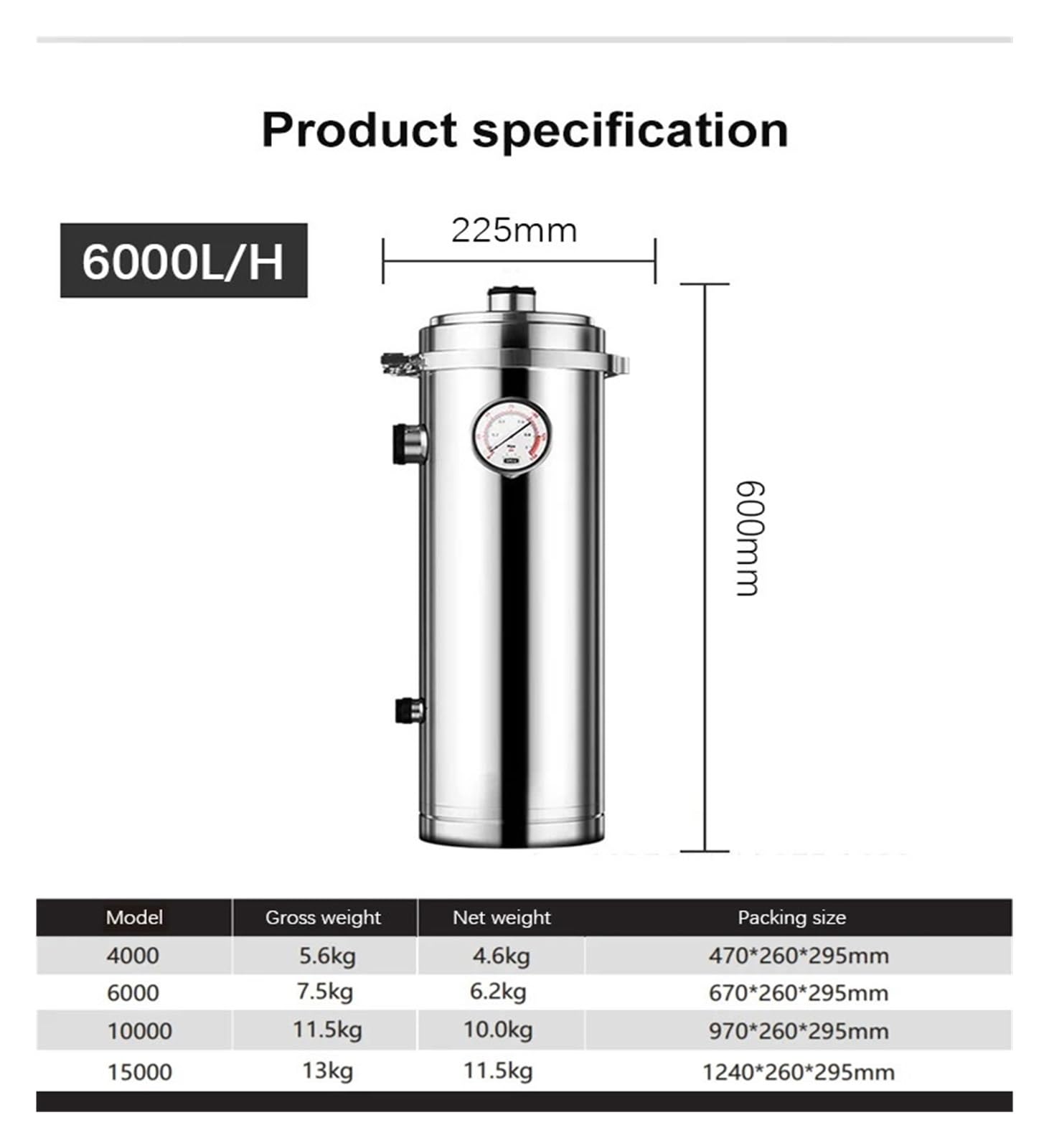Filtre à eau à membrane 6000 6000L Purificateur autonome Filtration