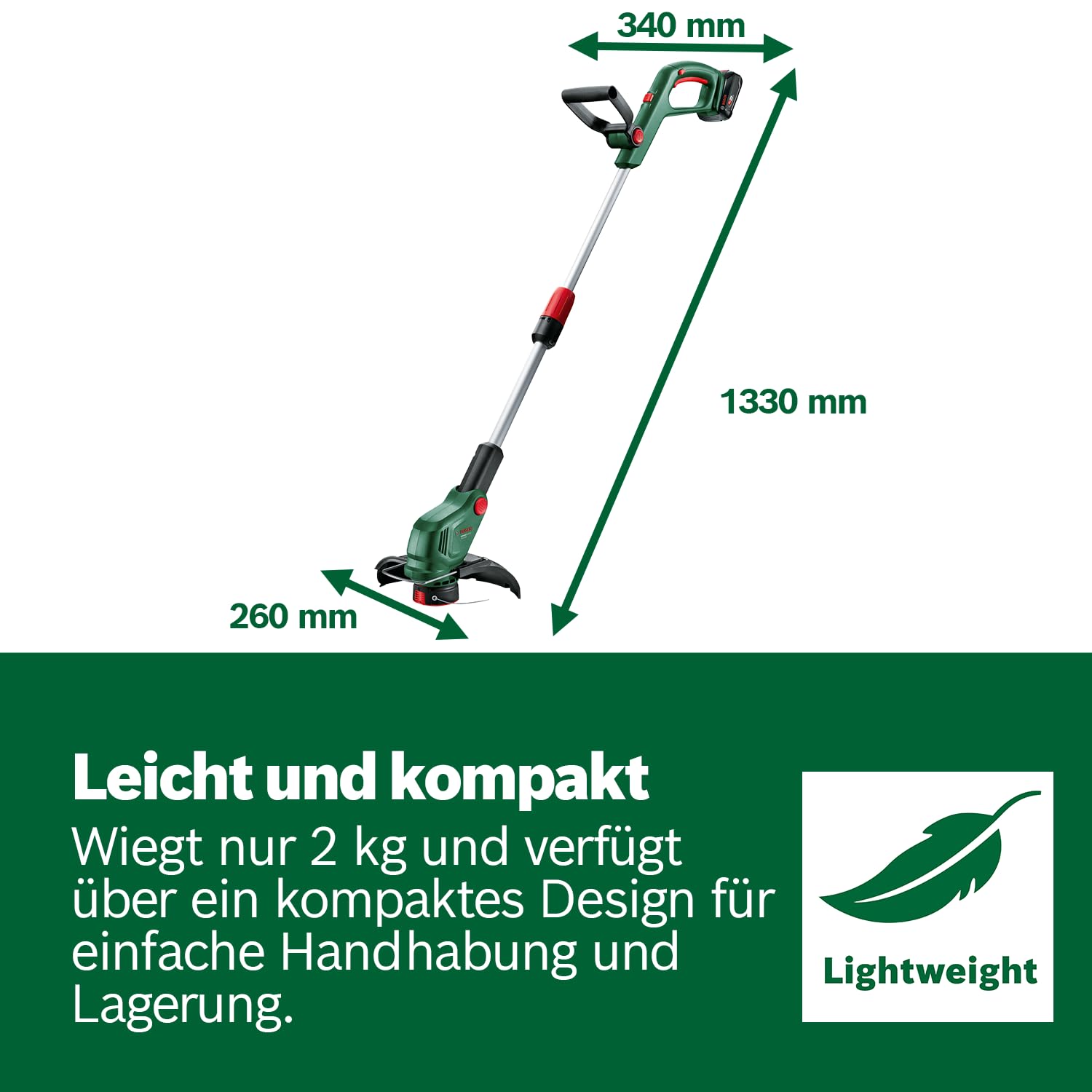 Bosch Akku-Rasentrimmer UniversalGrassCut 18V-26-500 (zum Rasentrimmen und Kantenschneiden; Ladezeit: 65 min; Schnittkreisdurchmesser: 26 cm; 18-Volt-System; ohne Akku oder Ladegerät)