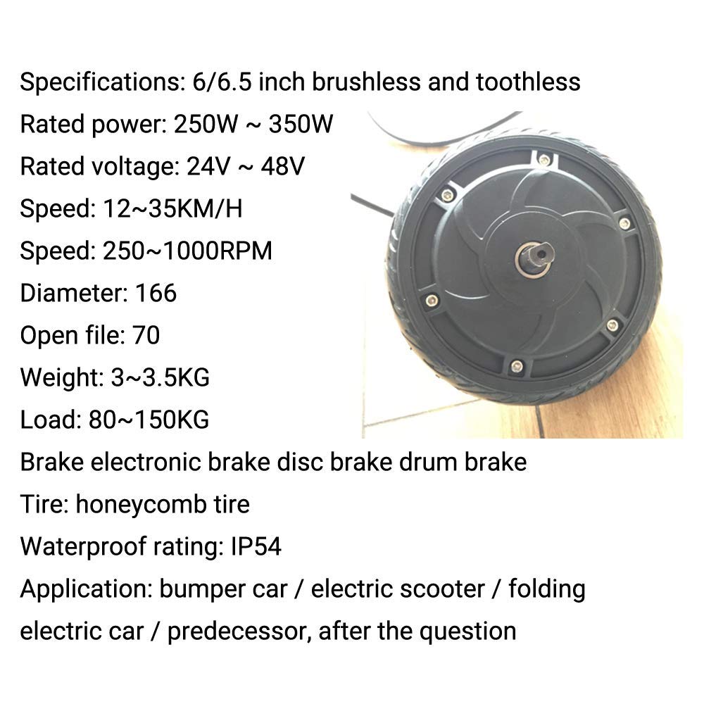 Accesorios para Scooter eléctrico, Motor de CC sin escobillas de 36 V y 6-6,5 Pulgadas, Freno electrónico Hall, Equipado con neumáticos Antideslizantes, Adecuado para el reemplazo del Motor de