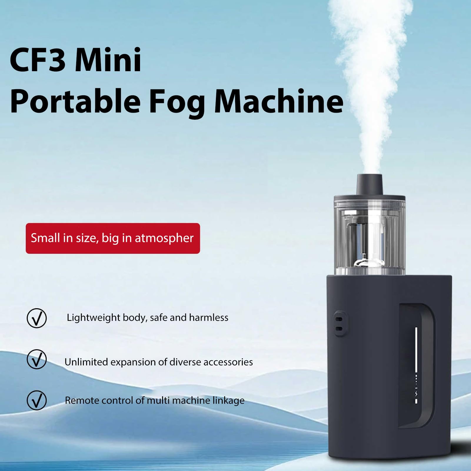 Asixxsix Máquina de Humo Portátil, 30 W, Control Inalámbrico Multidispositivo, Nebulizador Pequeño, Potente Control de Humo, Máquina de Portátil con Remoto