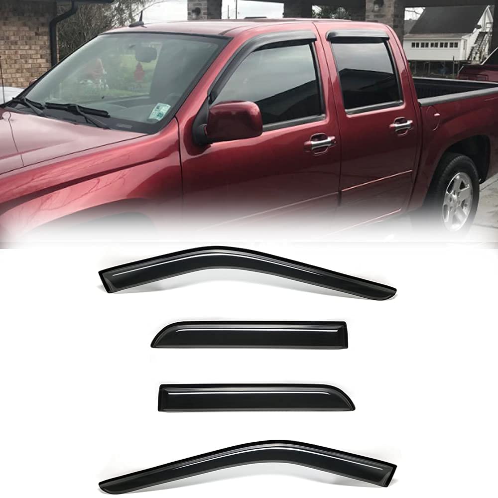 Photo 1 of Puermto Waterproof Sunprood Window Wind Deflector, 4pcs Protective Replacements Nice Rain Guards Set, Window Visor fit for 2004-2012 Chevrolet Colorado Crew cab 2004-2012 GMC Canyon Crew Cab 94133 04-12 Crew Cab?Full Rear Door)