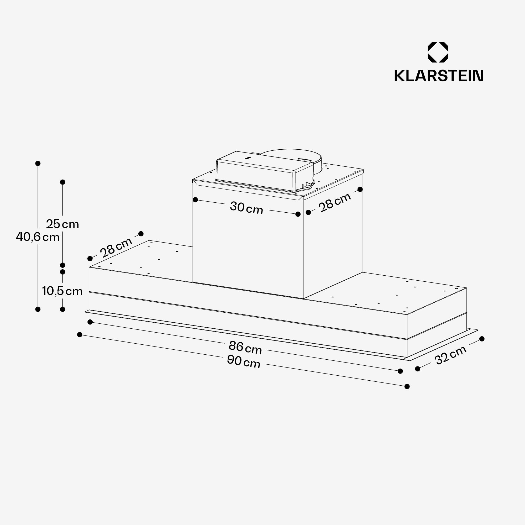 Klarstein - Cappa aspirante con filtro d’alluminio lavabile in lavastoviglie, silenziosa a scarico, 410 m³/ora di flusso d’aria, efficienti cappe a parete con LED & controlli touch