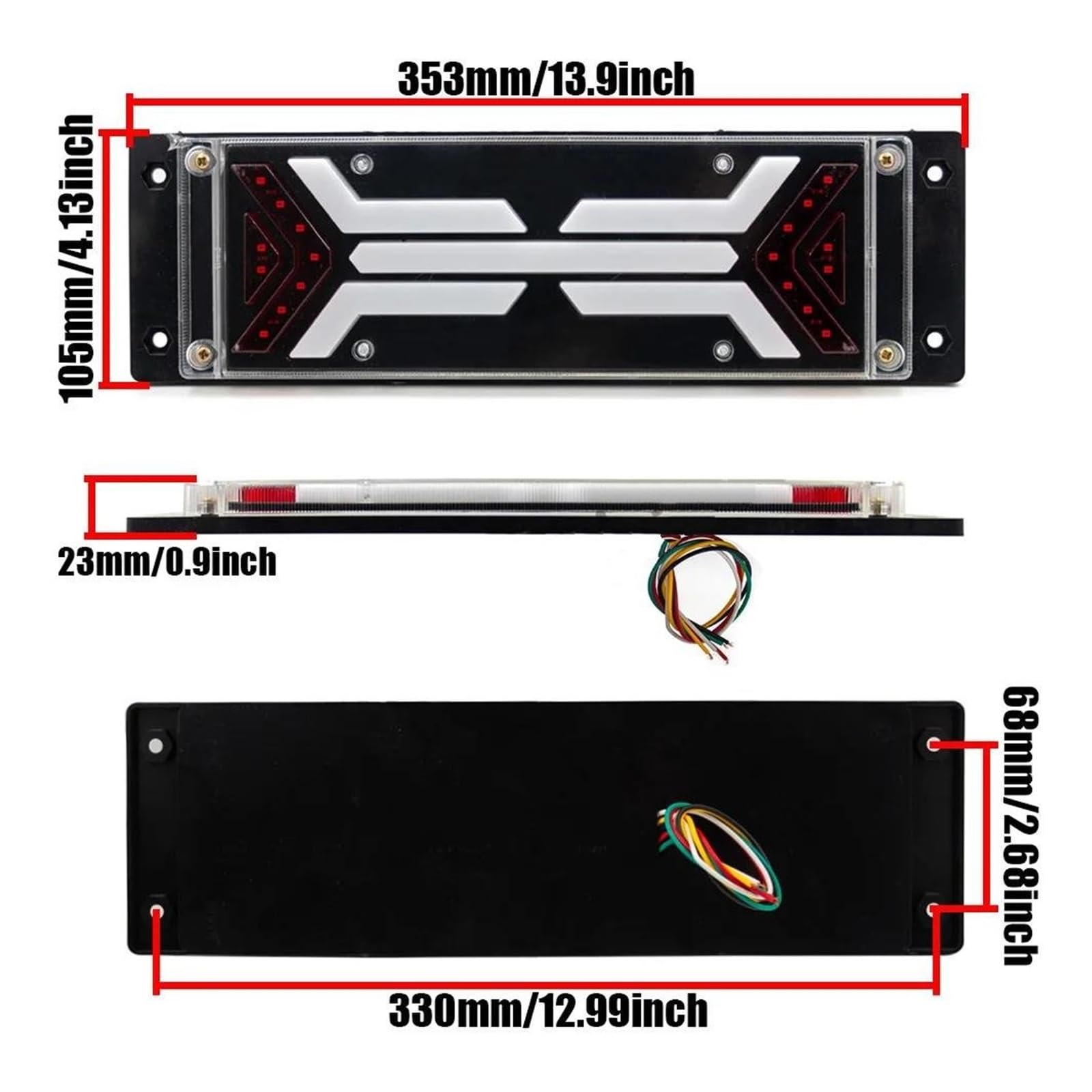 Genérico Luces Traseras Luz trasera LED 12V, lámpara freno luces señal giro marcha atrás seguridad, para remolque, camión, Tractor y Camper, 2 uds Luz Trasera