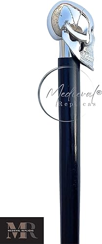 Miniatura 7 de Medieval Replicas Bastón de madera  Calavera niquelado mango de latón plateado  Bastón decorativo de madera, el mejor regalo para hombres y mujeres