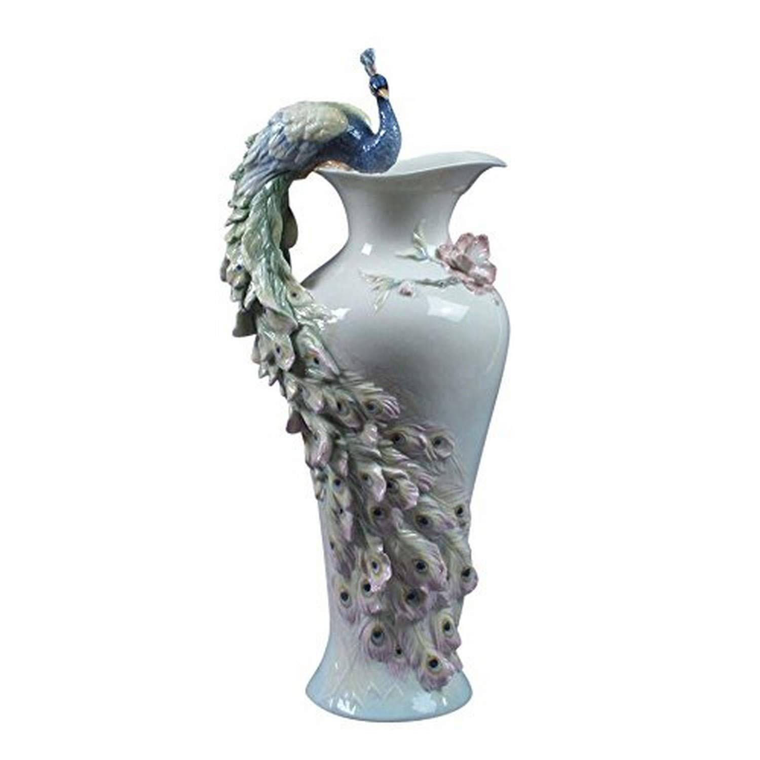 Prunus & Peacock Vase - Peacock